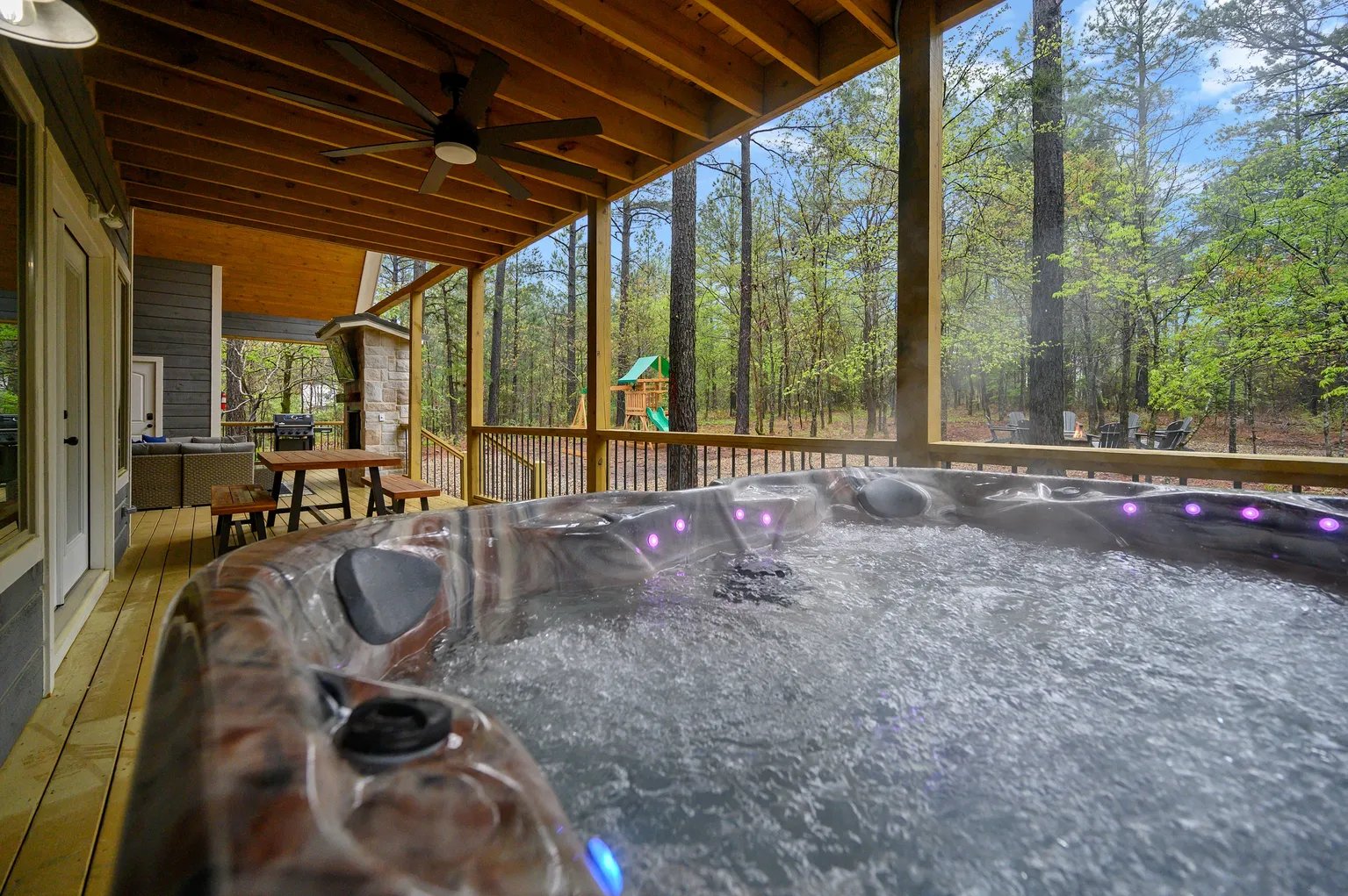 Private hot tub on the covered deck