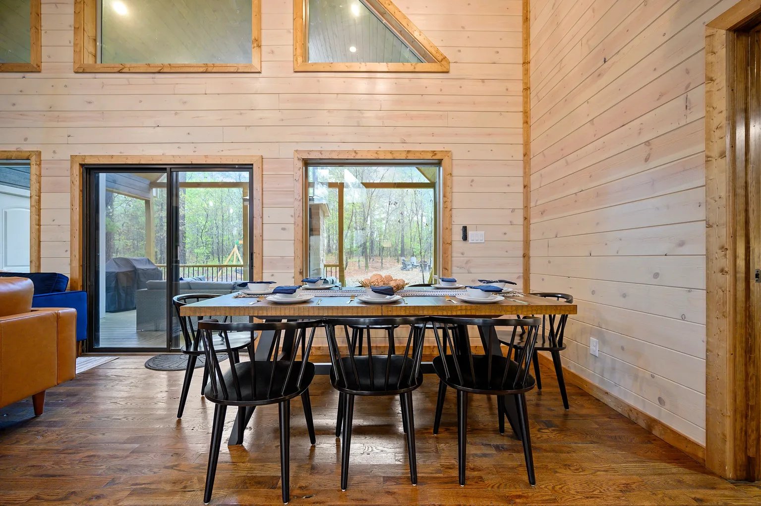 Dining table set for guests