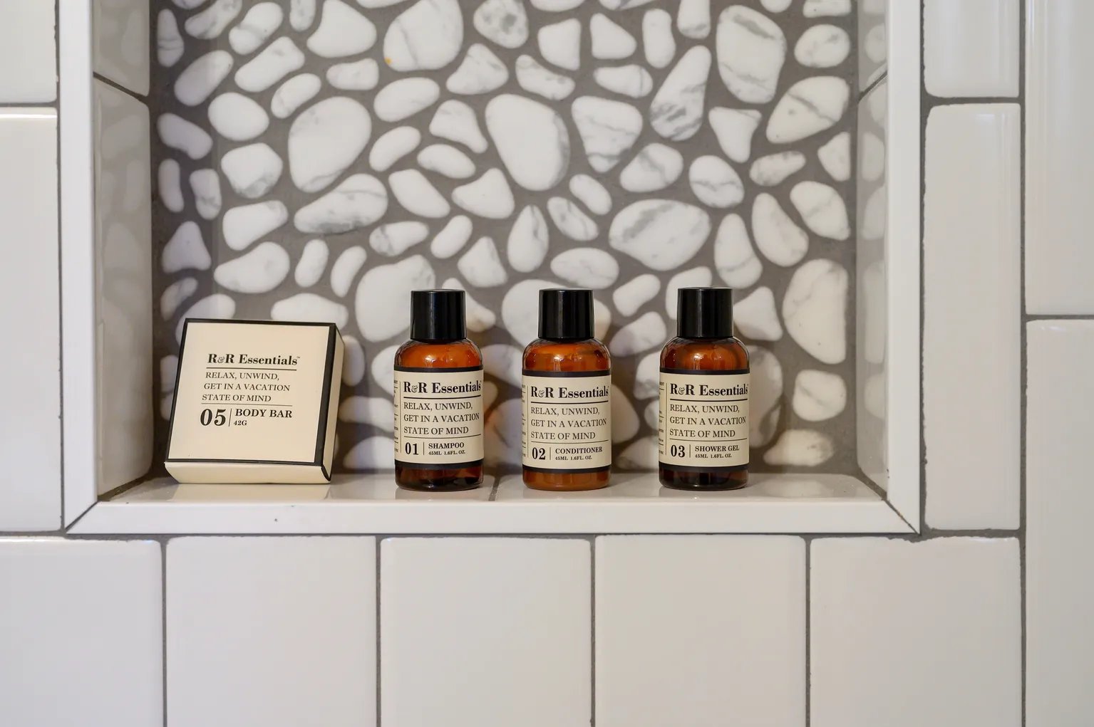 Shower amenities and toiletries