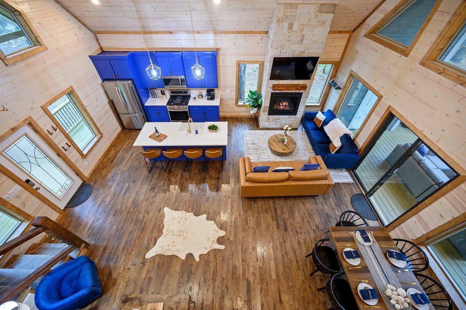 Open concept living area from above