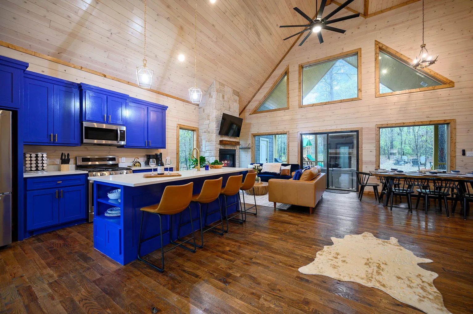 Kitchen with stairs to loft