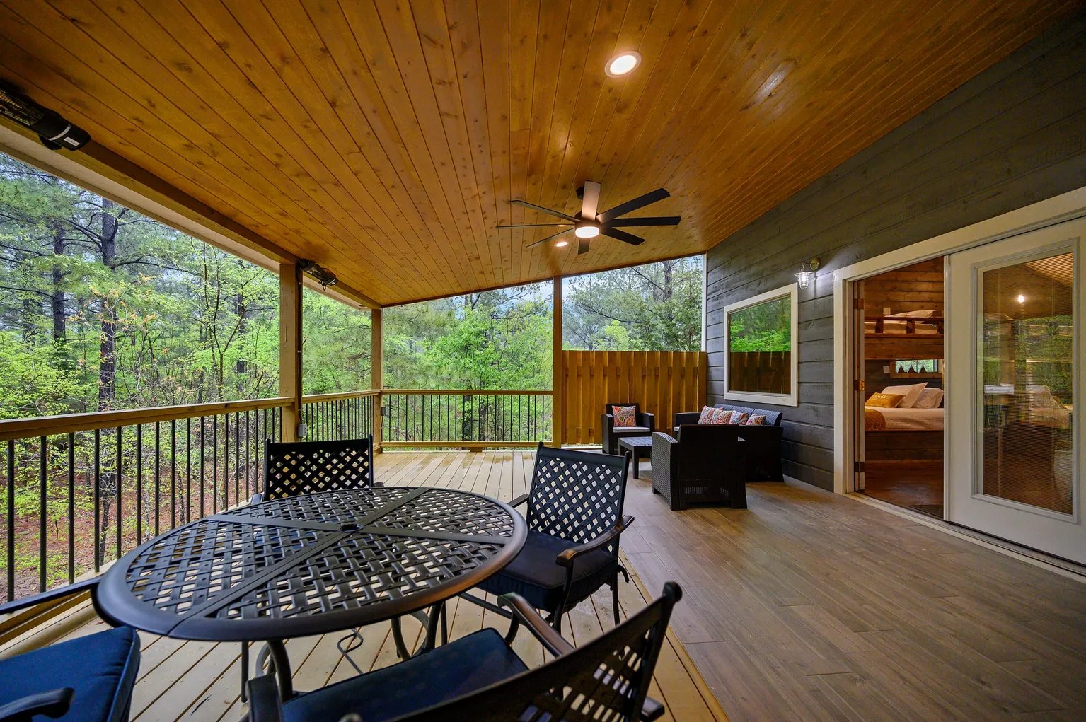 Covered deck dining table